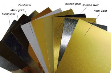 Pearlescent gold heat transfer metal plate